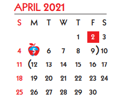 District School Academic Calendar for Garcia Elementary School for April 2021