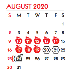 District School Academic Calendar for Zavala Elementary School for August 2020