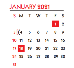 District School Academic Calendar for Garcia Elementary School for January 2021