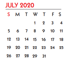 District School Academic Calendar for Jones Elementary School for July 2020