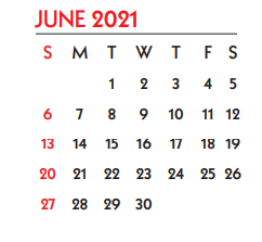 District School Academic Calendar for South Park Middle for June 2021