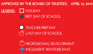 District School Academic Calendar Legend for Grant Middle School