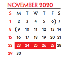 District School Academic Calendar for Crockett Elementary School for November 2020