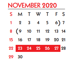 District School Academic Calendar for Browne Middle School for November 2020