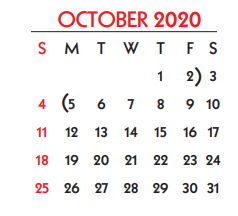 District School Academic Calendar for Student Learning And Guidance Cent for October 2020