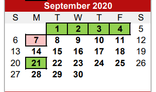 District School Academic Calendar for Central Elementary School for September 2020