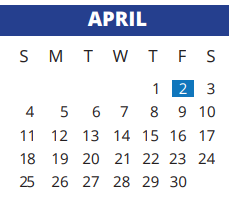 District School Academic Calendar for Ault Elementary School for April 2021