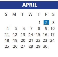 District School Academic Calendar for Sampson Elementary for April 2021