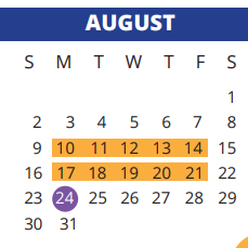 District School Academic Calendar for Millsap Elementary School for August 2020