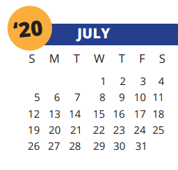District School Academic Calendar for Fiest Elementary School for July 2020