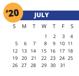 District School Academic Calendar for Yeager Elementary School for July 2020