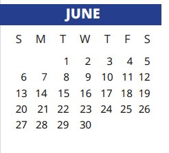 District School Academic Calendar for Sampson Elementary for June 2021