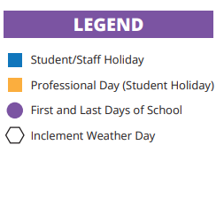District School Academic Calendar Legend for Cy-fair High School