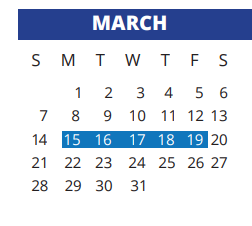 District School Academic Calendar for Sampson Elementary for March 2021