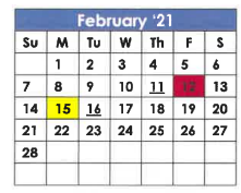 District School Academic Calendar for X I T Secondary School for February 2021