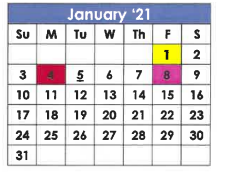 District School Academic Calendar for X I T Secondary School for January 2021