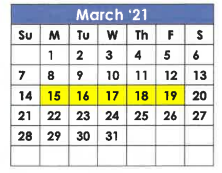 District School Academic Calendar for Dalhart High School for March 2021