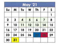 District School Academic Calendar for X I T Secondary School for May 2021