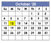 District School Academic Calendar for X I T Secondary School for October 2020