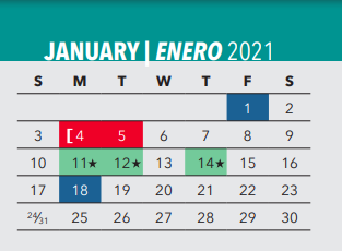 District School Academic Calendar for Anson Jones Elementary School for January 2021