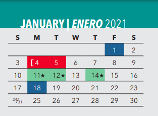 District School Academic Calendar for Maria Moreno Elementary School for January 2021