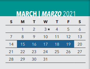District School Academic Calendar for W T White H S for March 2021