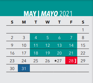 District School Academic Calendar for W H Gaston Middle for May 2021