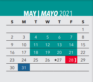 District School Academic Calendar for Early College High School for May 2021