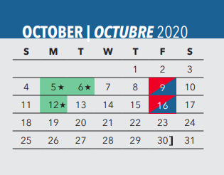 District School Academic Calendar for Onesimo Hernandez Elementary School for October 2020