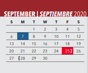 District School Academic Calendar for George B Dealey Middle for September 2020