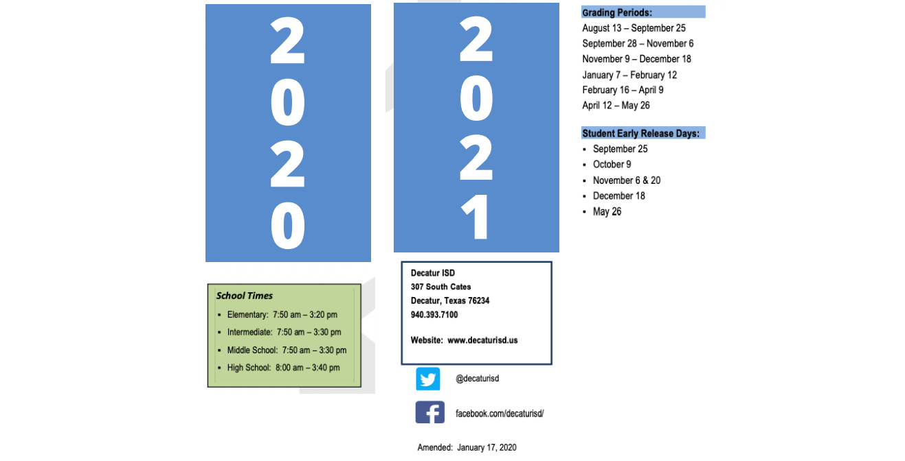 District School Academic Calendar Key for Decatur Int