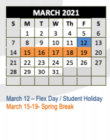 District School Academic Calendar for Rann Elementary for March 2021