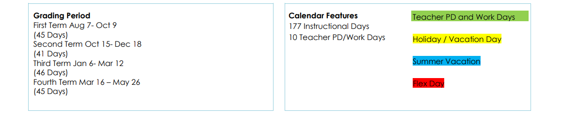 District School Academic Calendar Key for Woodridge Elementary School