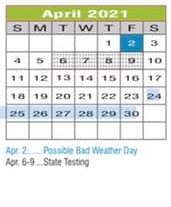 District School Academic Calendar for Lee Elementary for April 2021