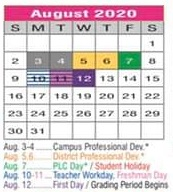 District School Academic Calendar for Paloma Creek Elementary for August 2020