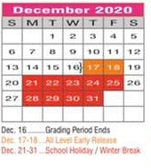 District School Academic Calendar for Paloma Creek Elementary for December 2020