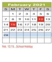 District School Academic Calendar for Community Ed for February 2021