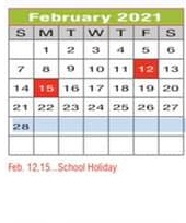 District School Academic Calendar for Navo Middle School for February 2021