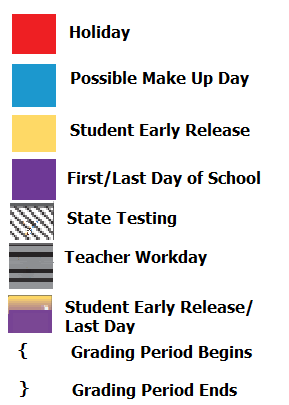 District School Academic Calendar Legend for Mcmath Middle