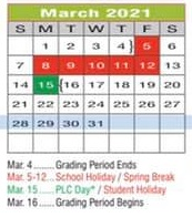 District School Academic Calendar for Paloma Creek Elementary for March 2021