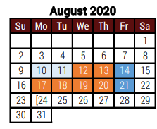District School Academic Calendar for Dora M Sauceda Middle School for August 2020