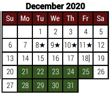 District School Academic Calendar for Hidalgo Co J J A E P for December 2020