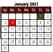 District School Academic Calendar for Dora M Sauceda Middle School for January 2021