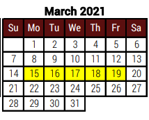 District School Academic Calendar for Daniel Singleterry Sr for March 2021