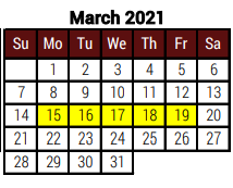 District School Academic Calendar for Dora M Sauceda Middle School for March 2021