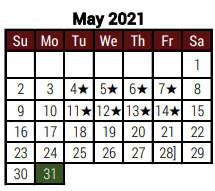 District School Academic Calendar for Stainke Elementary for May 2021