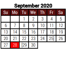District School Academic Calendar for Stainke Elementary for September 2020