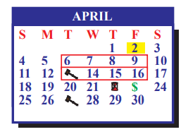 District School Academic Calendar for J J A E P for April 2021