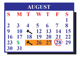 District School Academic Calendar for J J A E P for August 2020