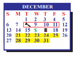 District School Academic Calendar for J J A E P for December 2020